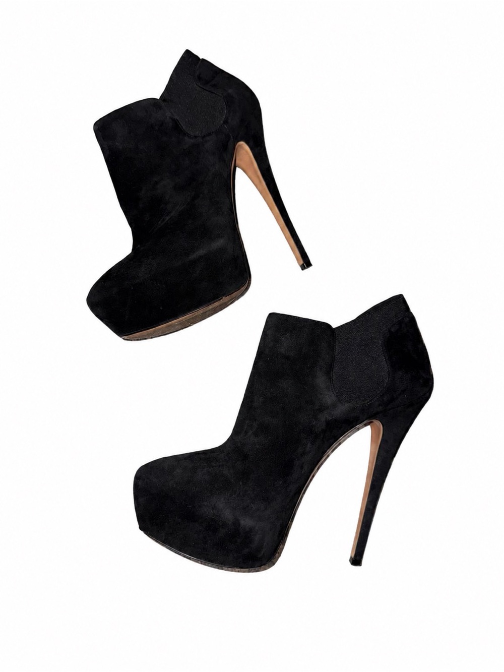 Casadei Platform Black Suede Ankle Booties Sz 8